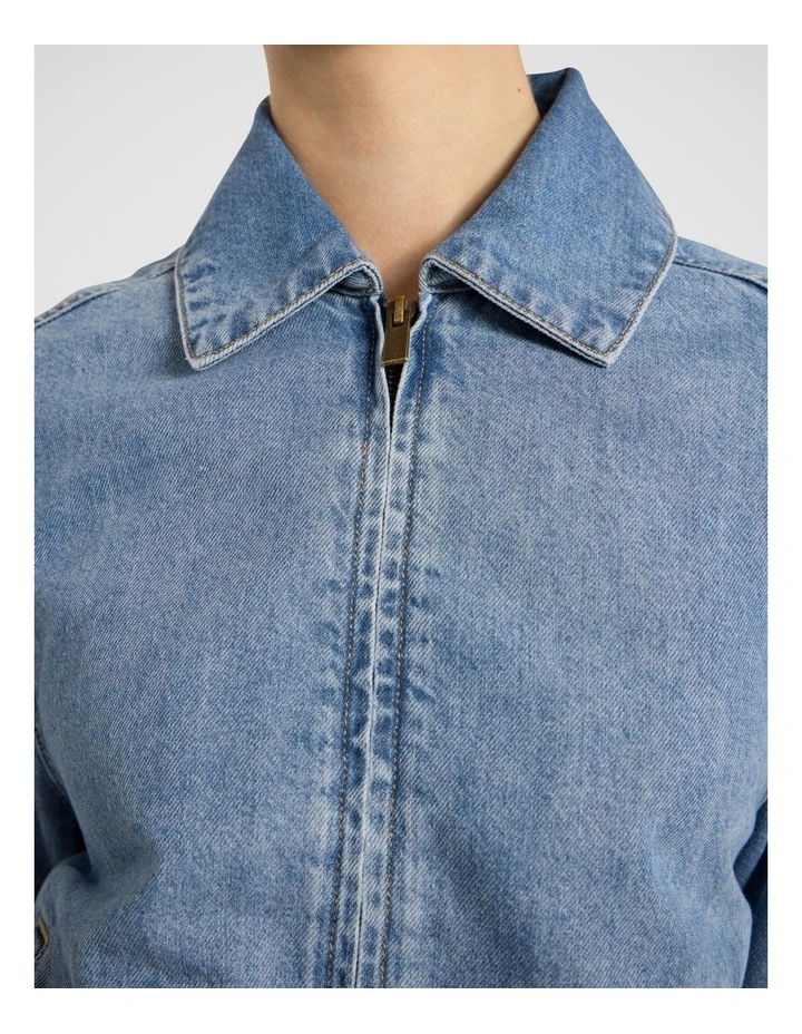 Sebastian Denim Bomber Jacket in Matilda Blue image 3