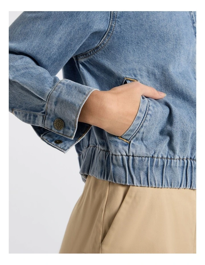 Sebastian Denim Bomber Jacket in Matilda Blue image 4