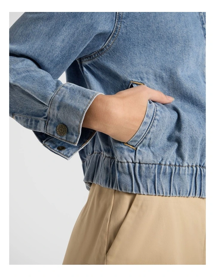Sebastian Denim Bomber Jacket in Matilda Blue image 4