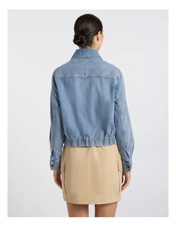 Sebastian Denim Bomber Jacket in Matilda Blue image 5