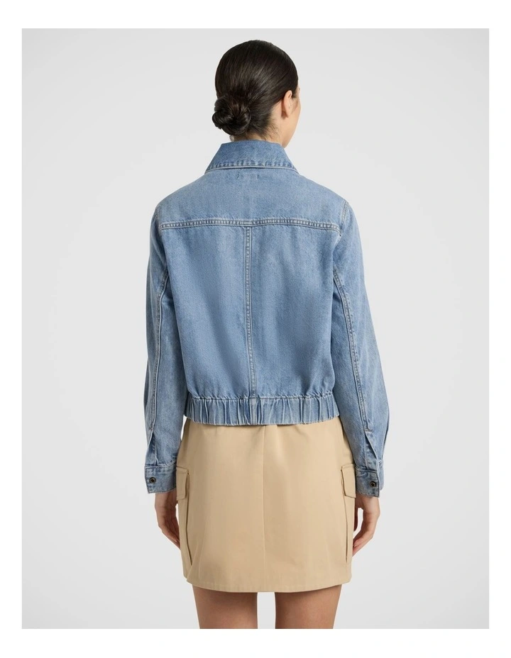 Sebastian Denim Bomber Jacket in Matilda Blue image 5