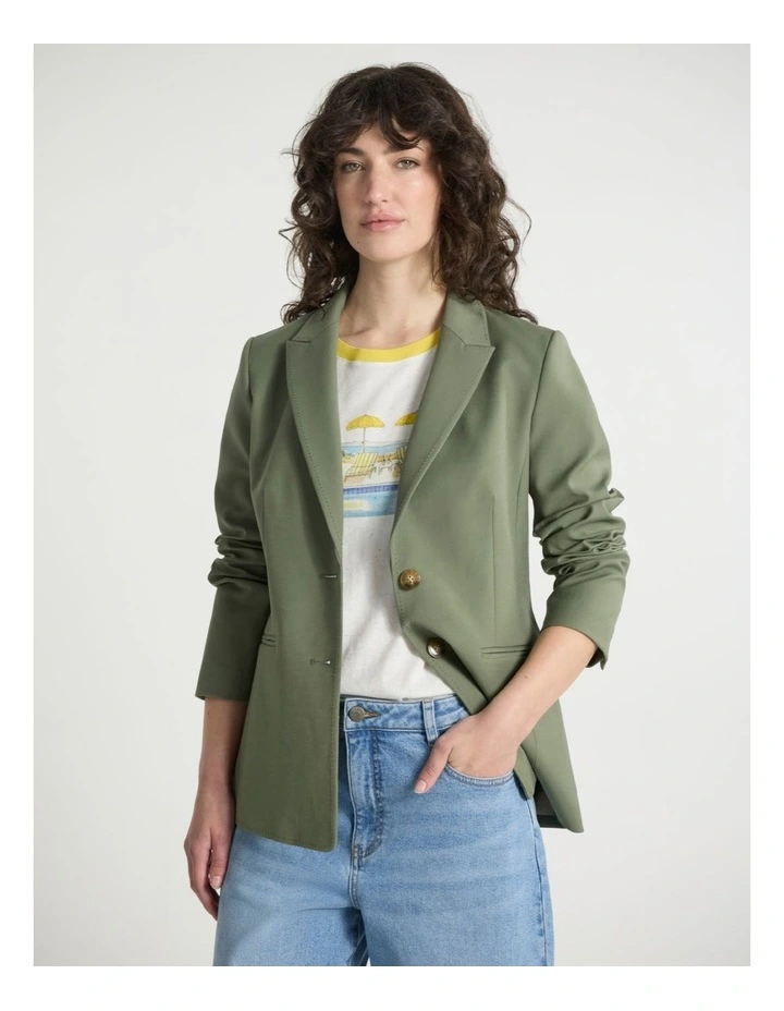 Austen Tailored Blazer in Olive Green image 1