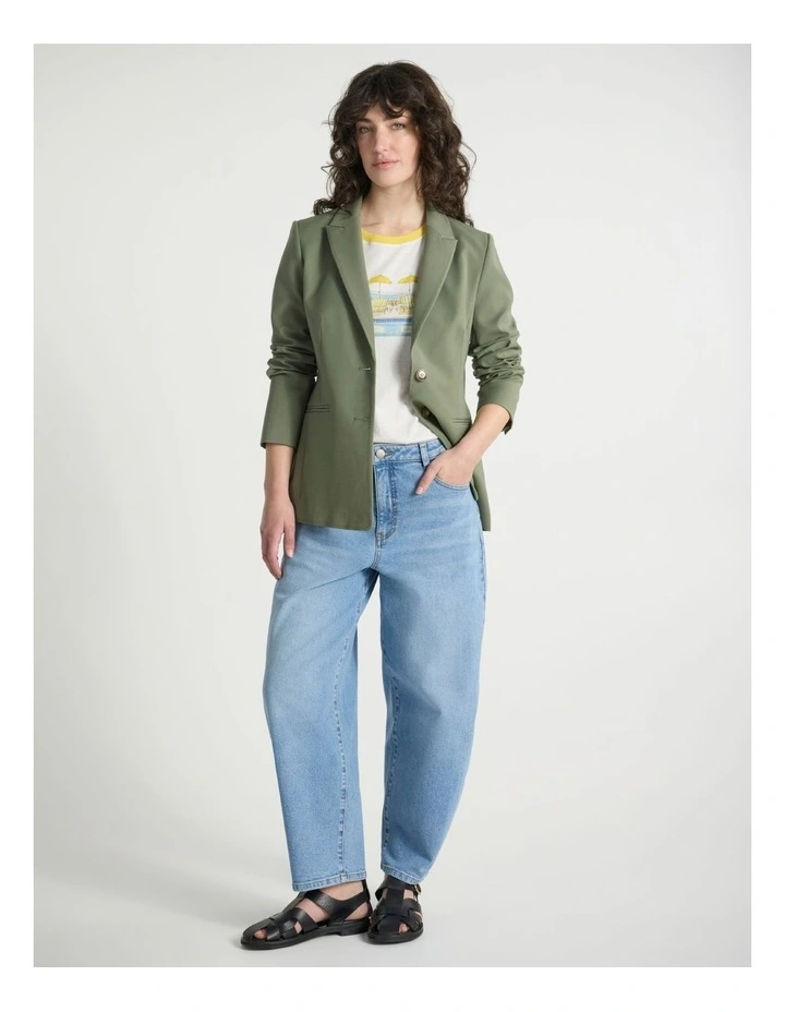 Austen Tailored Blazer in Olive Green image 2