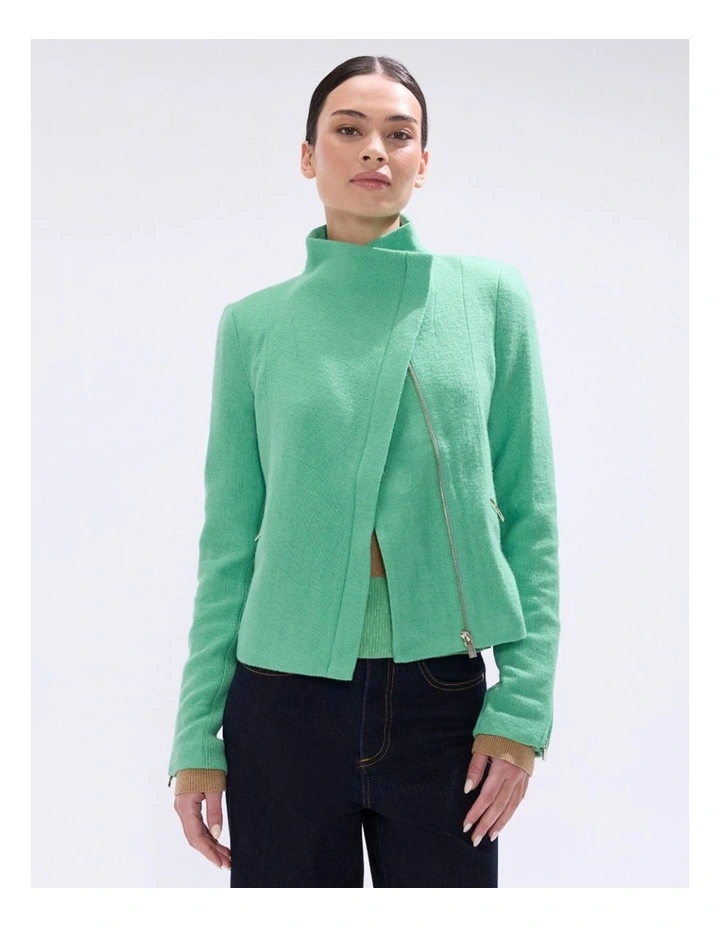 Lani Felted Wool Jacket in Apple Green image 2