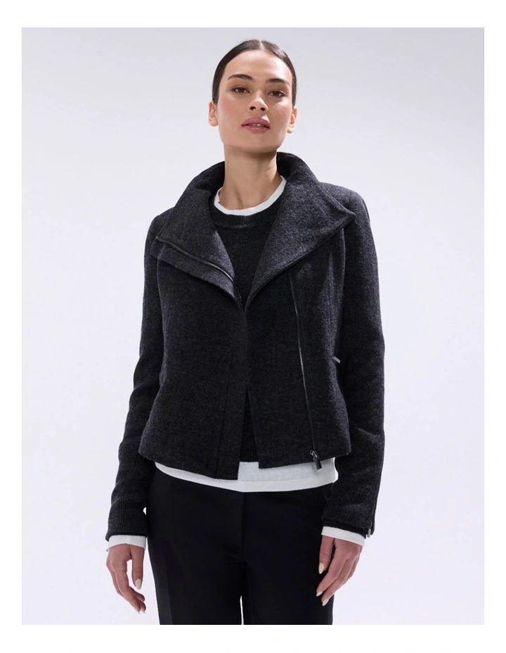 Lani Felted Wool Jacket in Charcoal Melange image 2