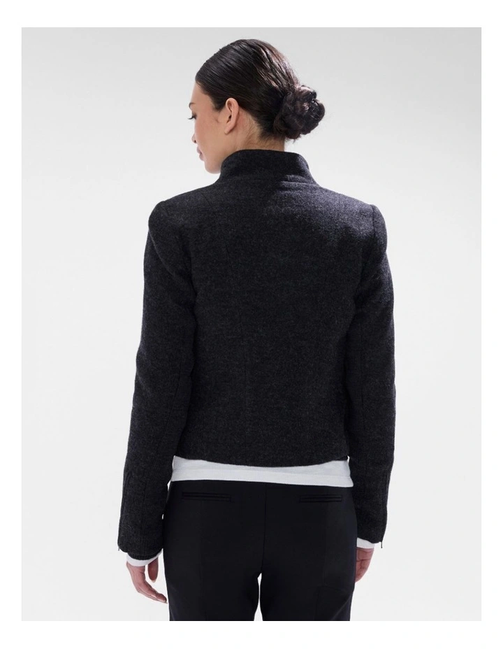 Lani Felted Wool Jacket in Charcoal Melange image 3