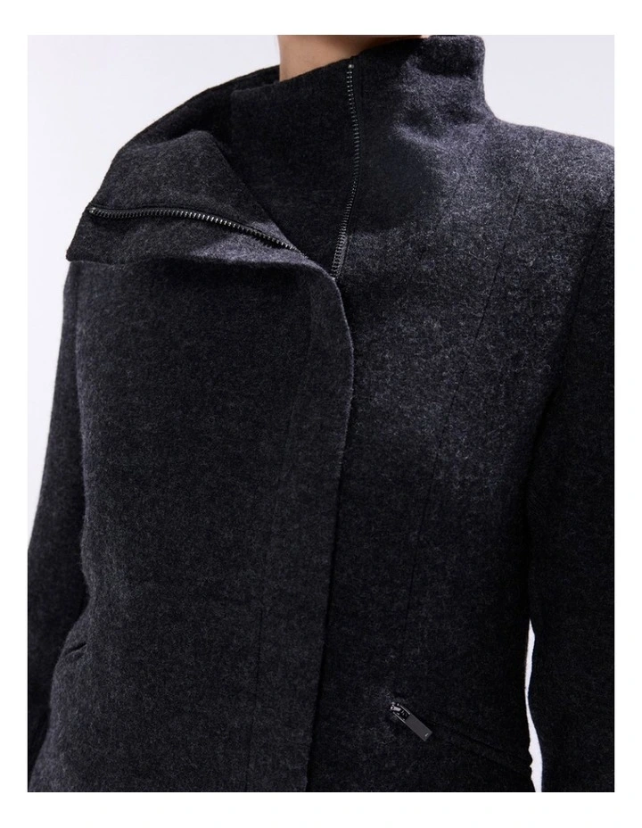Lani Felted Wool Jacket in Charcoal Melange image 3