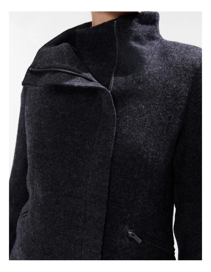 Lani Felted Wool Jacket in Charcoal Melange image 4