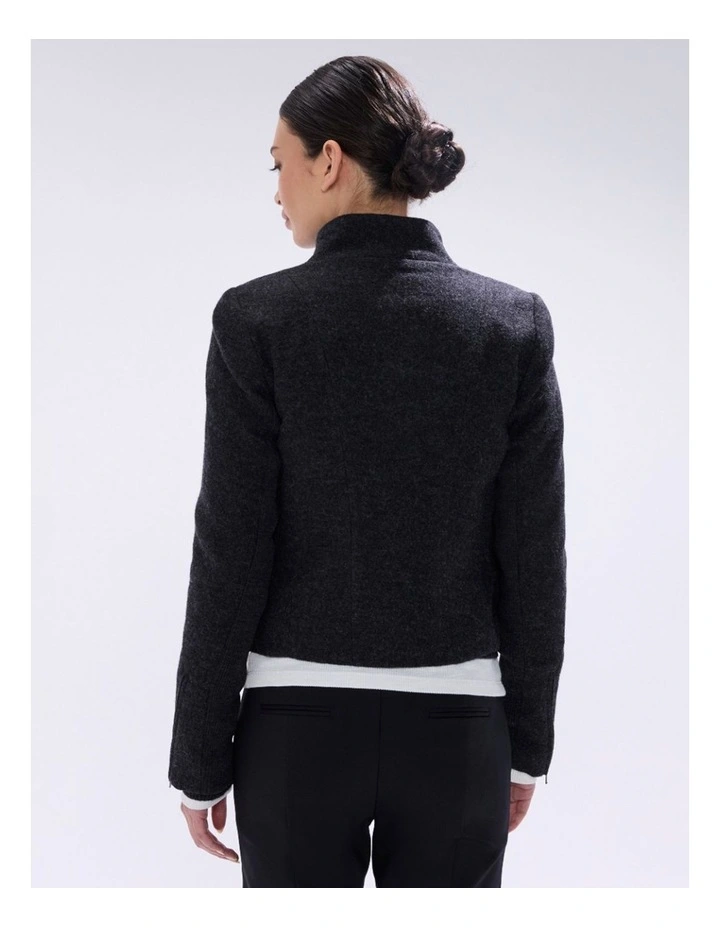 Lani Felted Wool Jacket in Charcoal Melange image 4