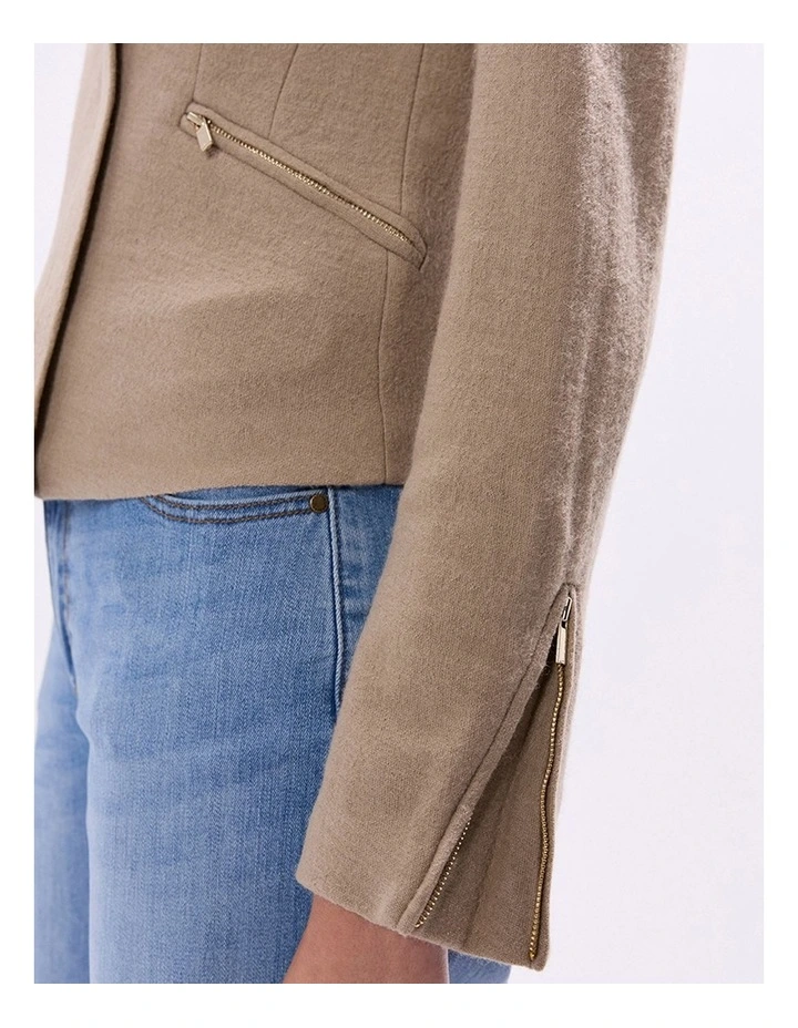 Lani Felted Wool Jacket in Sesame Brown image 3