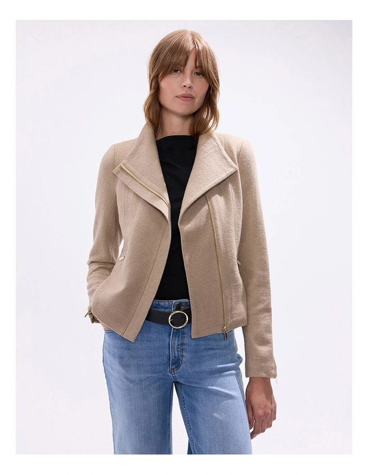 Lani Felted Wool Jacket in Sesame Brown image 4