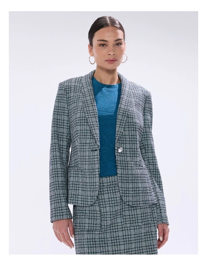 Tweed Ur Luv Blazer in Green Multi image 2