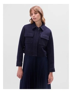 Eris Relaxed Wool Jacket in Midnight