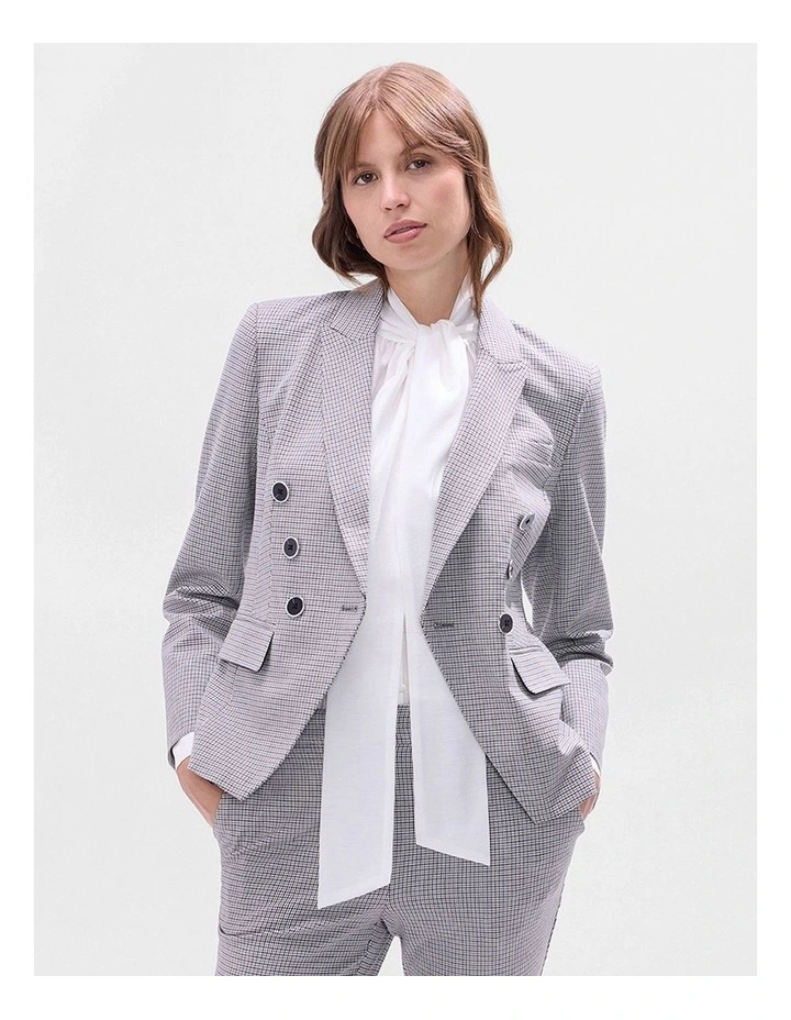 Dawn Check Blazer in Grey Multi image 1