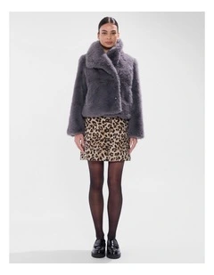 Mustang Faux Fur Jacket in Blue Silver
