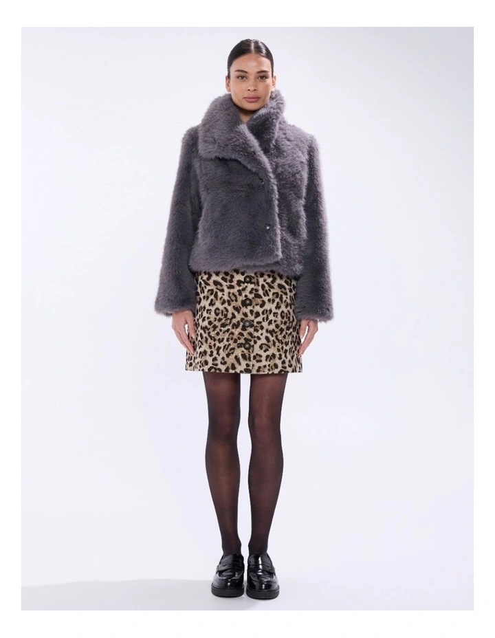 Mustang Faux Fur Jacket in Blue Silver image 1
