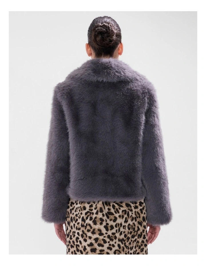 Mustang Faux Fur Jacket in Blue Silver image 3