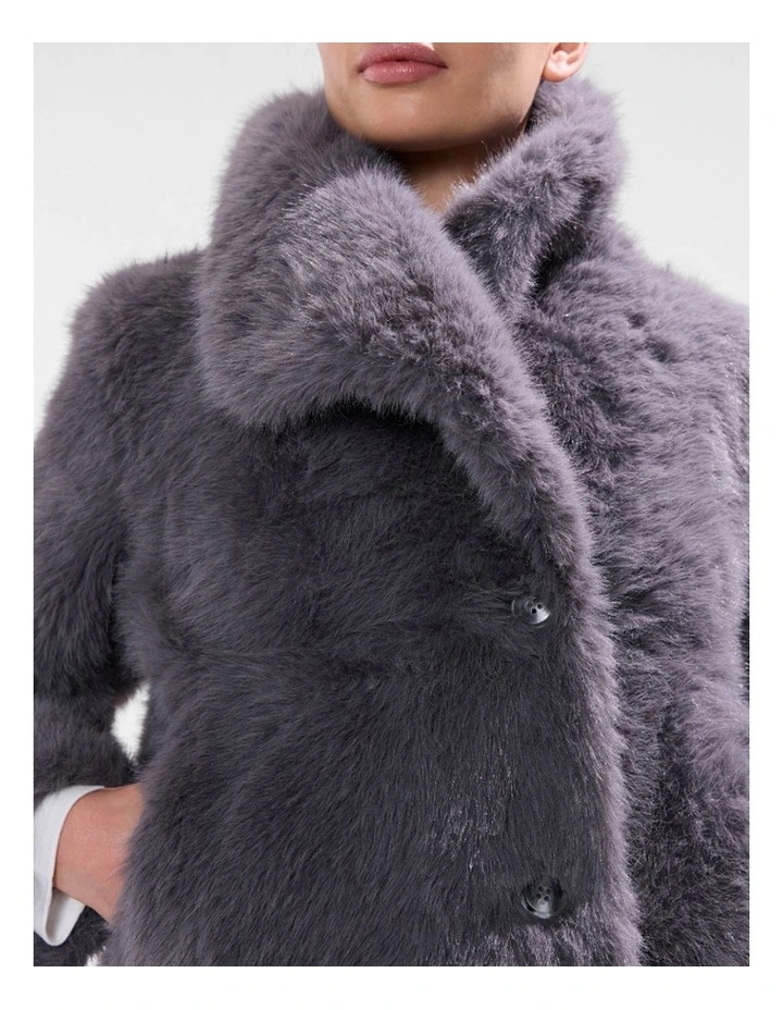 Mustang Faux Fur Jacket in Blue Silver image 4