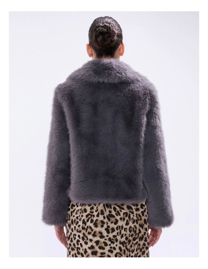 Mustang Faux Fur Jacket in Blue Silver image 5