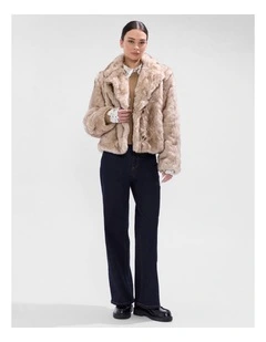 Debra Faux Fur Jacket in Light Biscuit