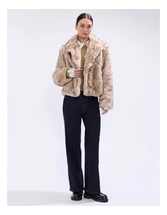 Debra Faux Fur Jacket in Light Biscuit