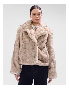Debra Faux Fur Jacket in Light Biscuit