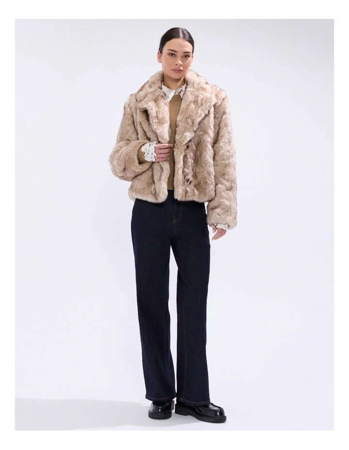 Debra Faux Fur Jacket in Light Biscuit image 1