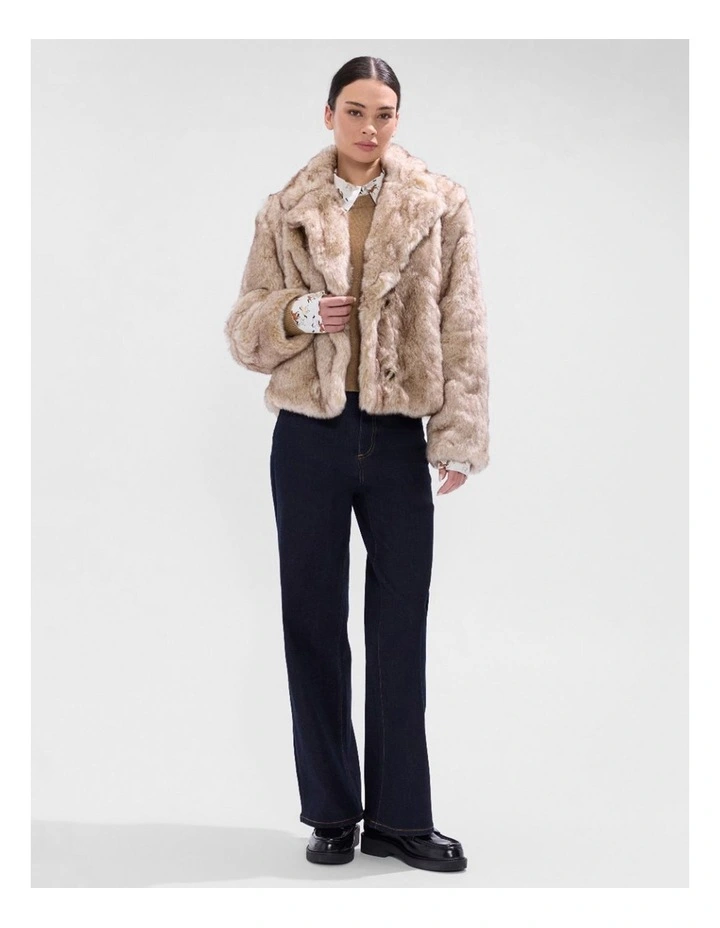 Debra Faux Fur Jacket in Light Biscuit image 2