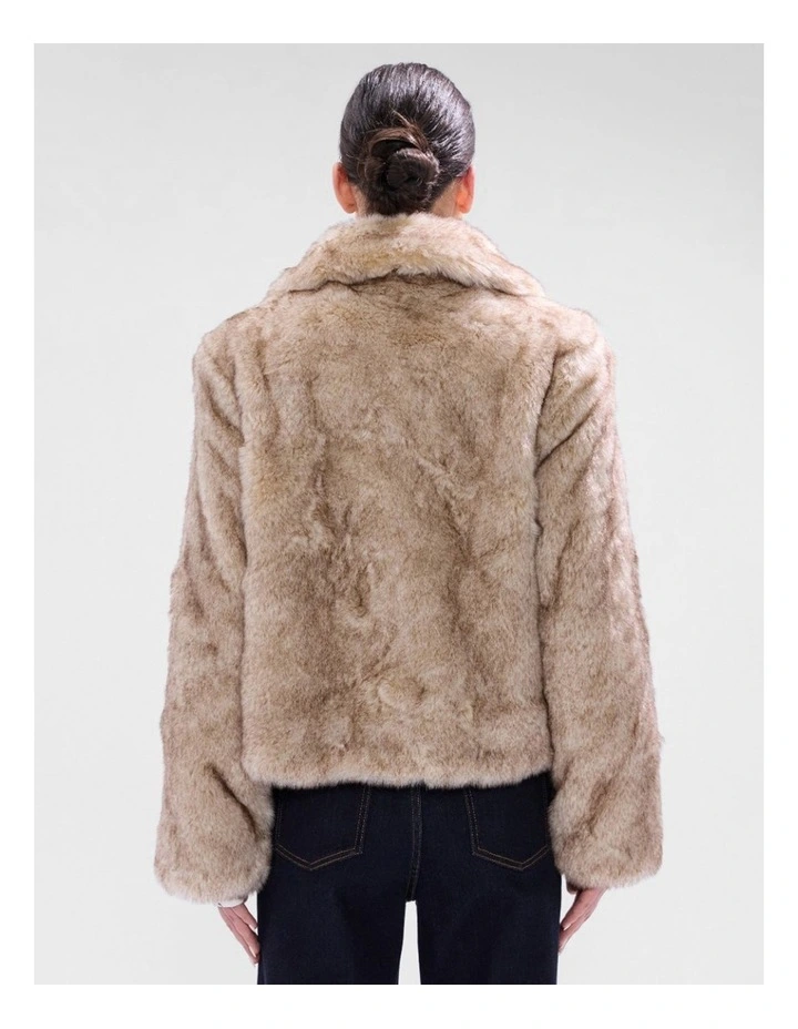 Debra Faux Fur Jacket in Light Biscuit image 3