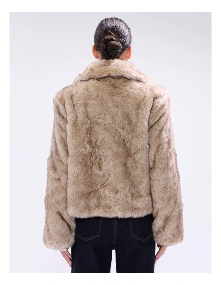 Debra Faux Fur Jacket in Light Biscuit image 3