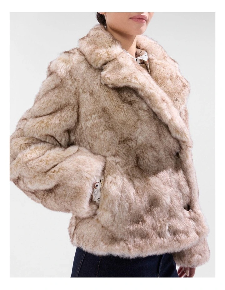 Debra Faux Fur Jacket in Light Biscuit image 4