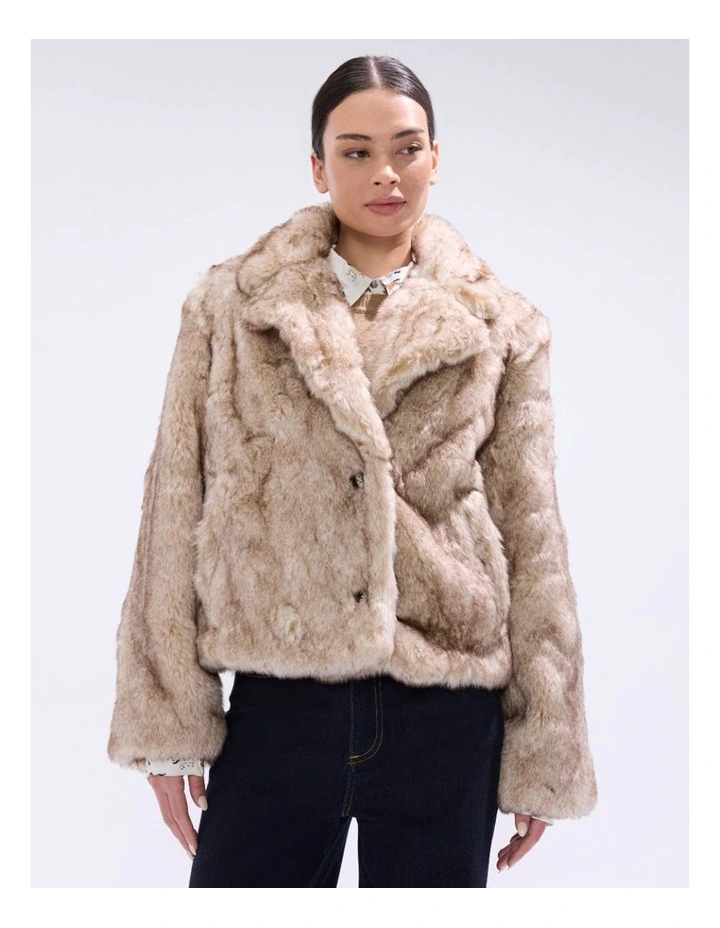 Debra Faux Fur Jacket in Light Biscuit image 4
