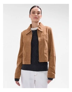 Toni Leather Suede Jacket in Rustic Brown