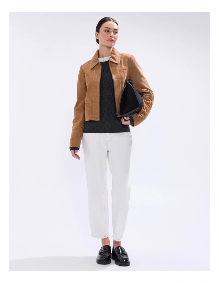 Toni Leather Suede Jacket in Rustic Brown image 1