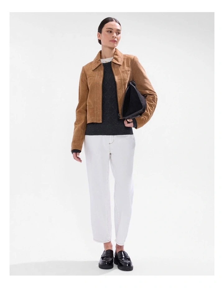 Toni Leather Suede Jacket in Rustic Brown image 2