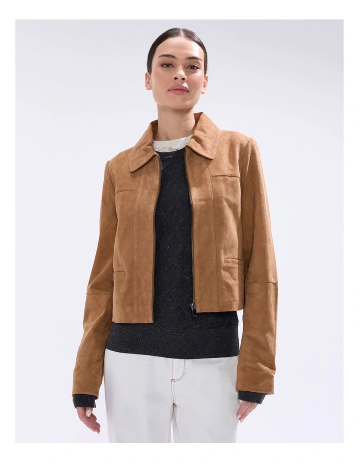 Toni Leather Suede Jacket in Rustic Brown image 2