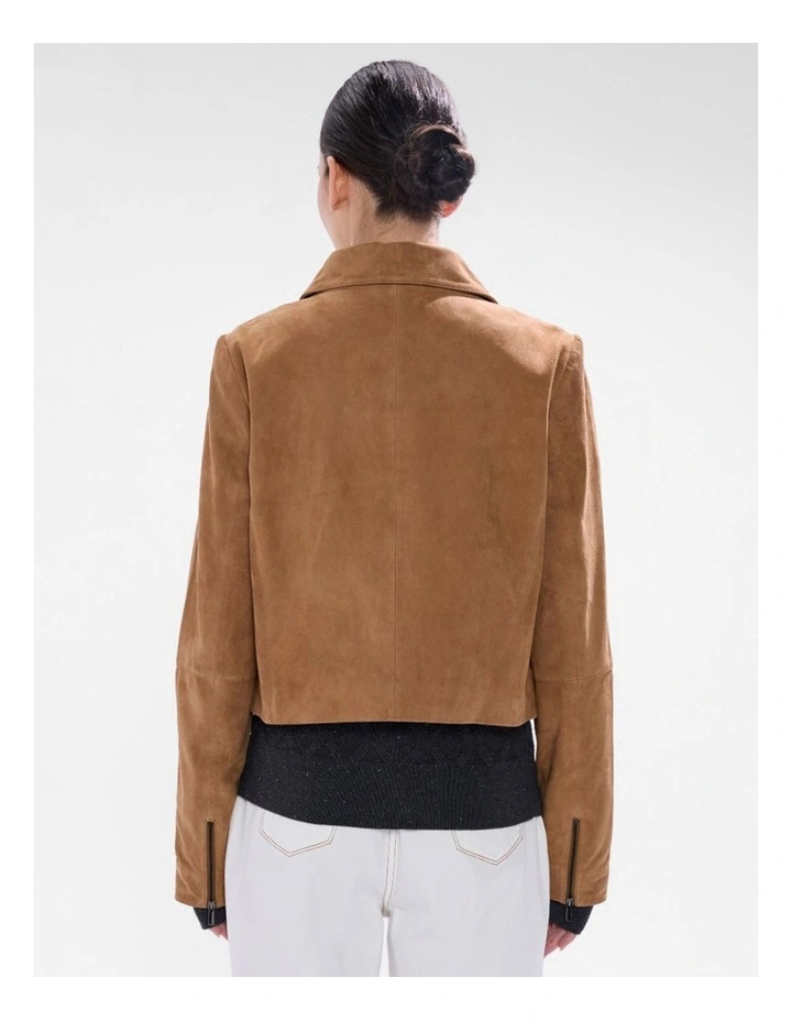 Toni Leather Suede Jacket in Rustic Brown image 3