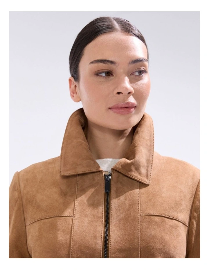 Toni Leather Suede Jacket in Rustic Brown image 3
