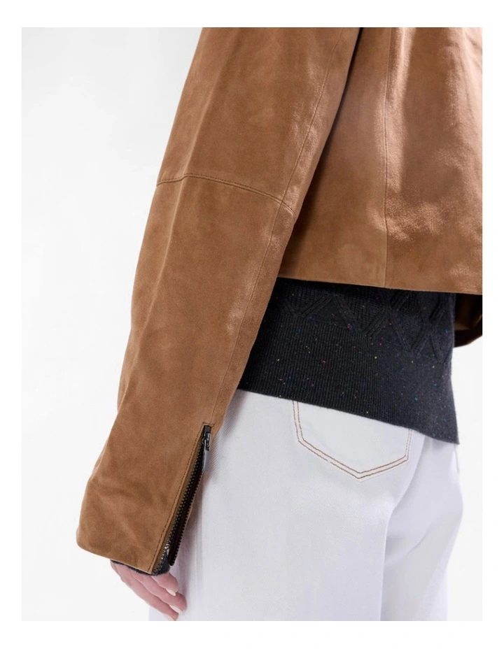 Toni Leather Suede Jacket in Rustic Brown image 4