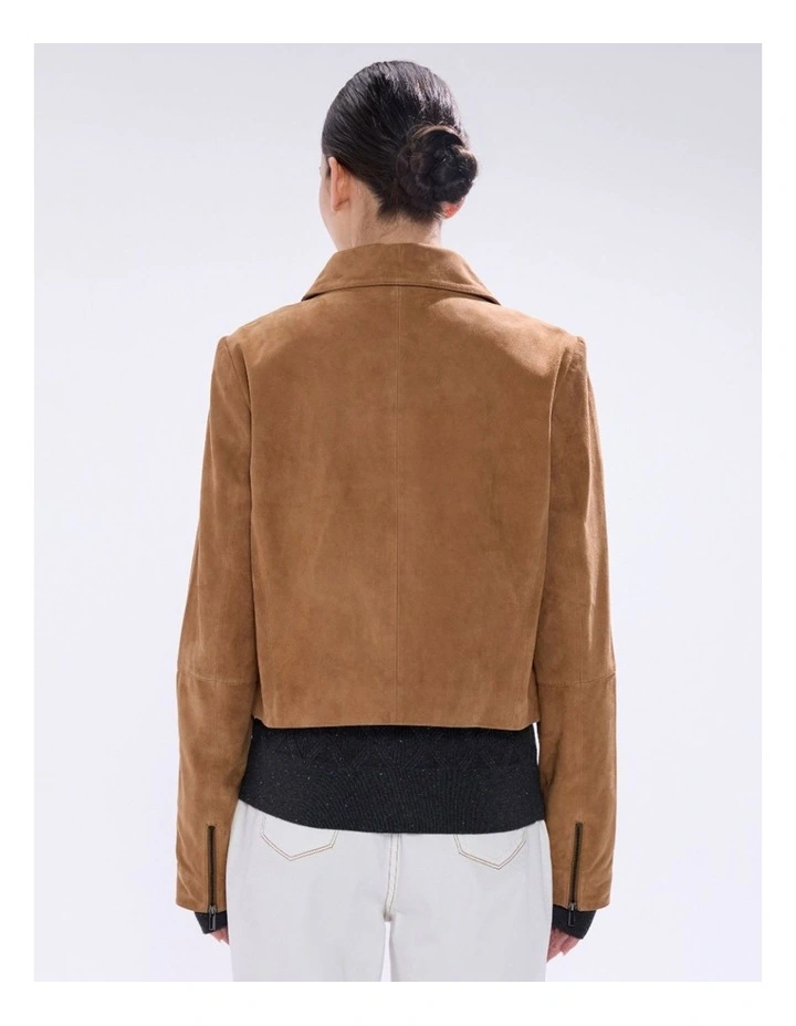 Toni Leather Suede Jacket in Rustic Brown image 4