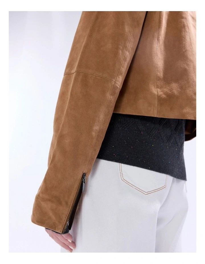 Toni Leather Suede Jacket in Rustic Brown image 5