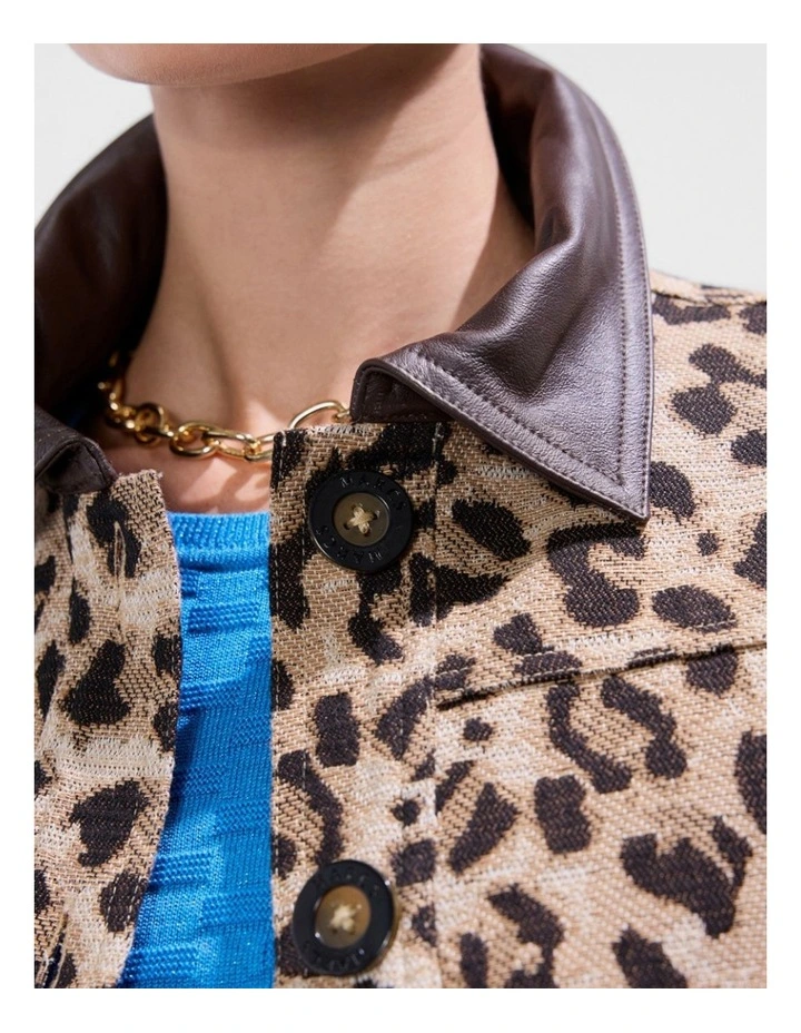 Damon Jacquard Jacket in Brown Multi image 4