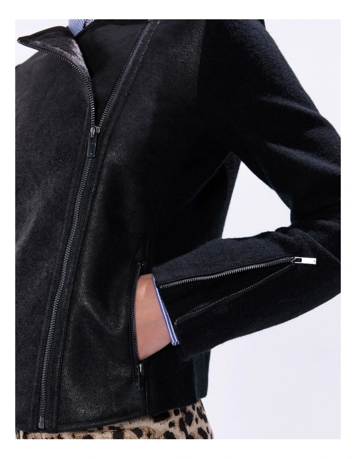 Piper Felted Wool Jacket in Black image 4