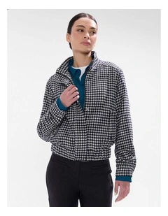Quinn Houndstooth Bomber in Black/White