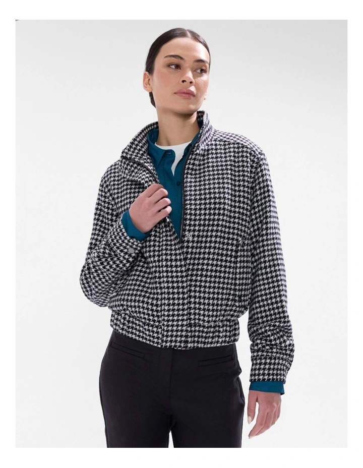 Quinn Houndstooth Bomber in Black/White image 1