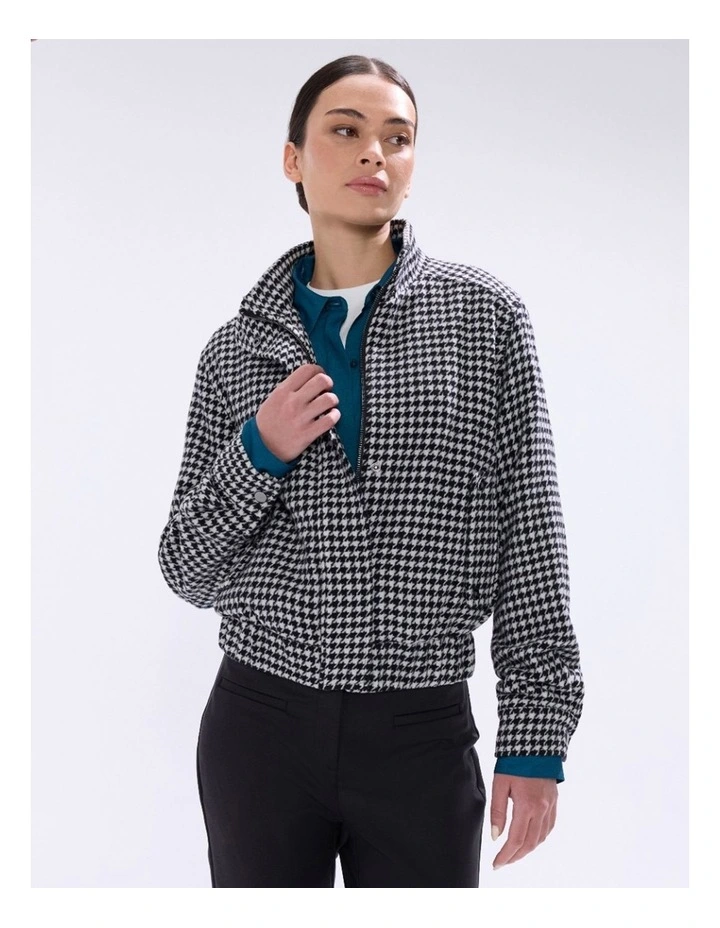 Quinn Houndstooth Bomber in Black/White image 2