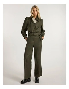 Ashley Funnel Neck Jacket in Dark Khaki