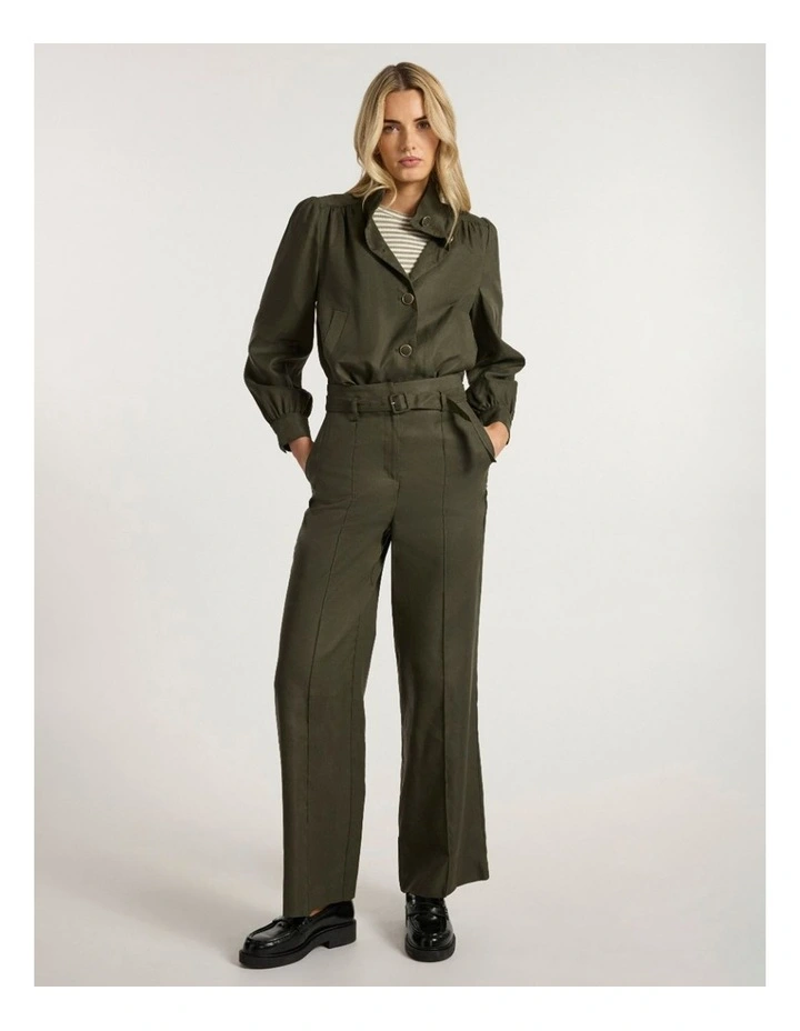 Ashley Funnel Neck Jacket in Dark Khaki image 1