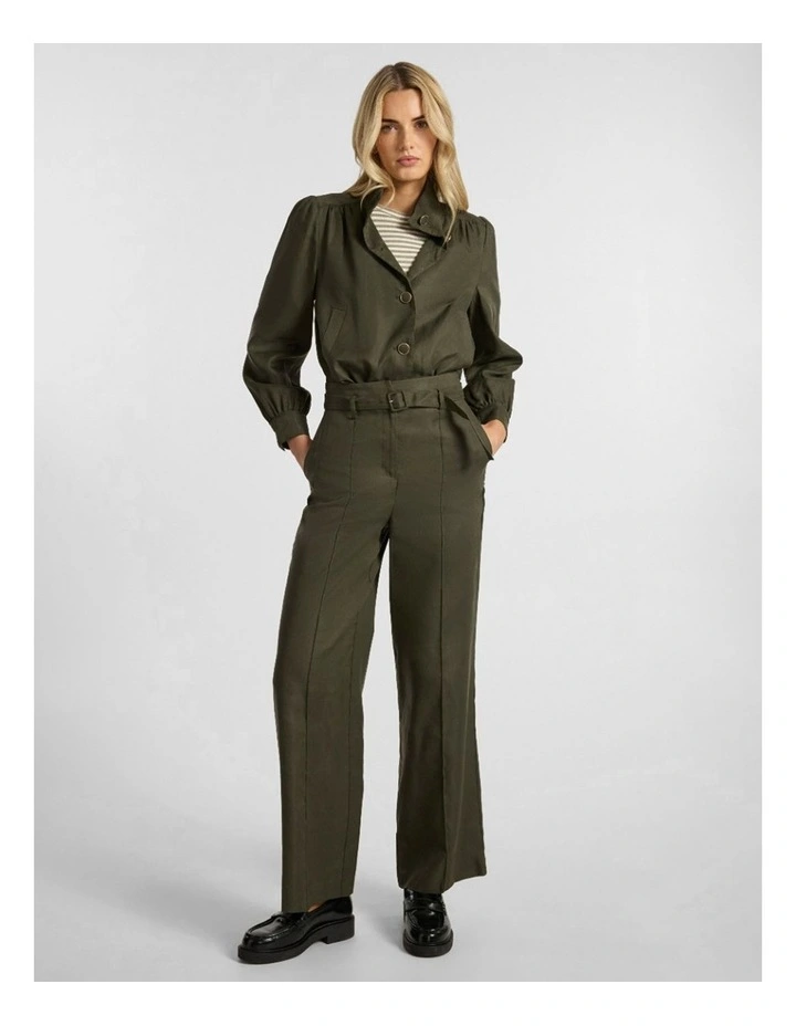Ashley Funnel Neck Jacket in Dark Khaki image 2