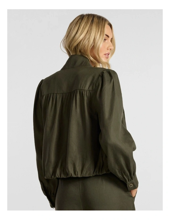 Ashley Funnel Neck Jacket in Dark Khaki image 3